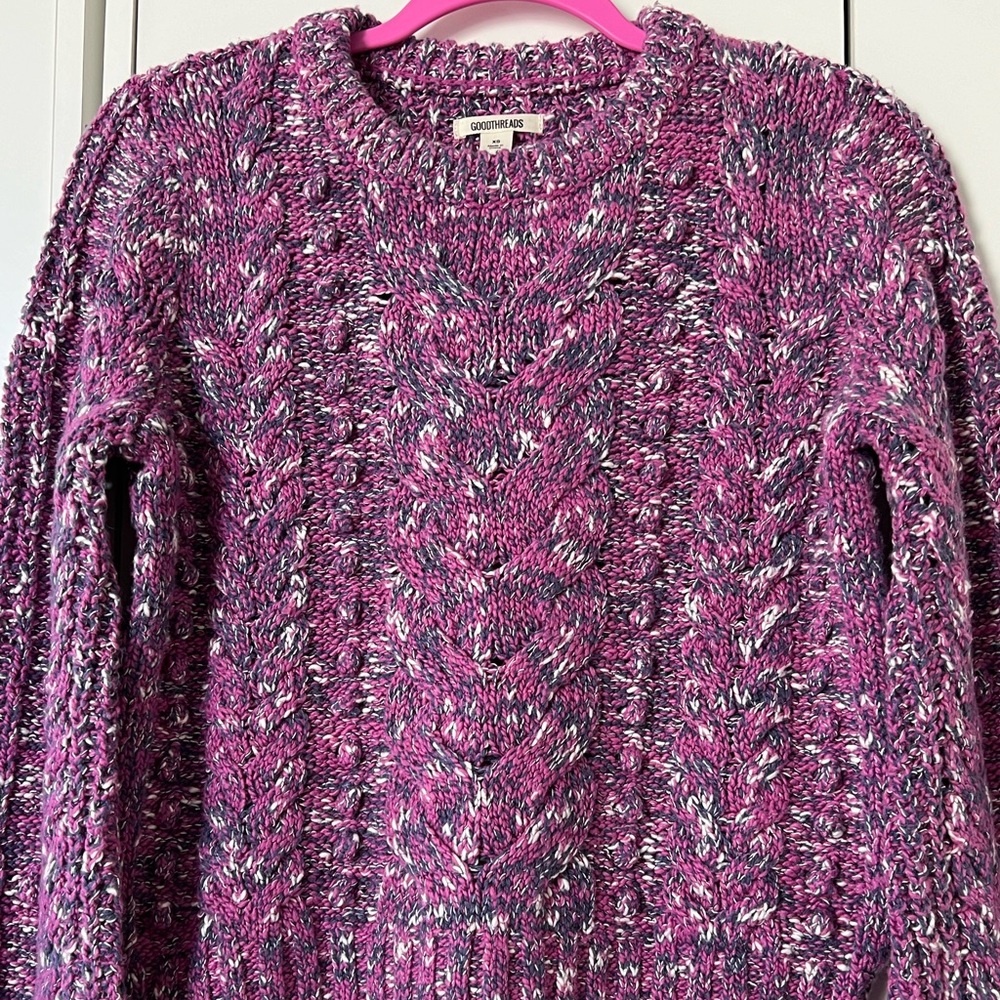 Goodthreads Fuchsia Crewneck Knit Sweater